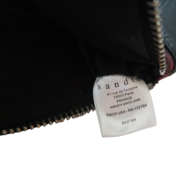 SANDRO animal print canvas & leather zip clutch bag w wristlet - Picture 4 of 5